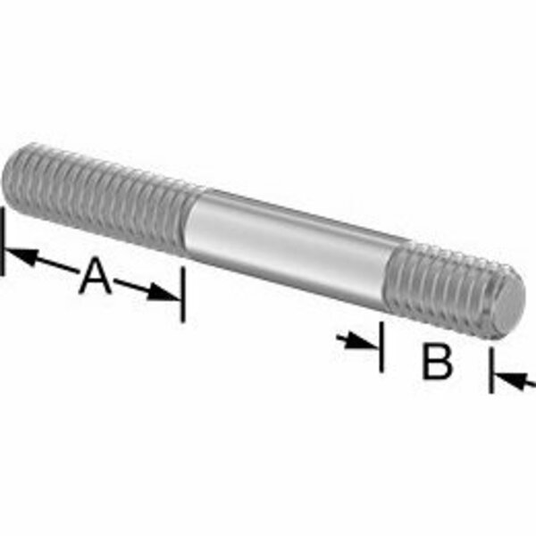 Bsc Preferred 18-8 Stainless ST Threaded on Both Ends Stud 5/16-18 Thread Size 1 and 1/2 Thread len 2-1/2Long 92997A338
